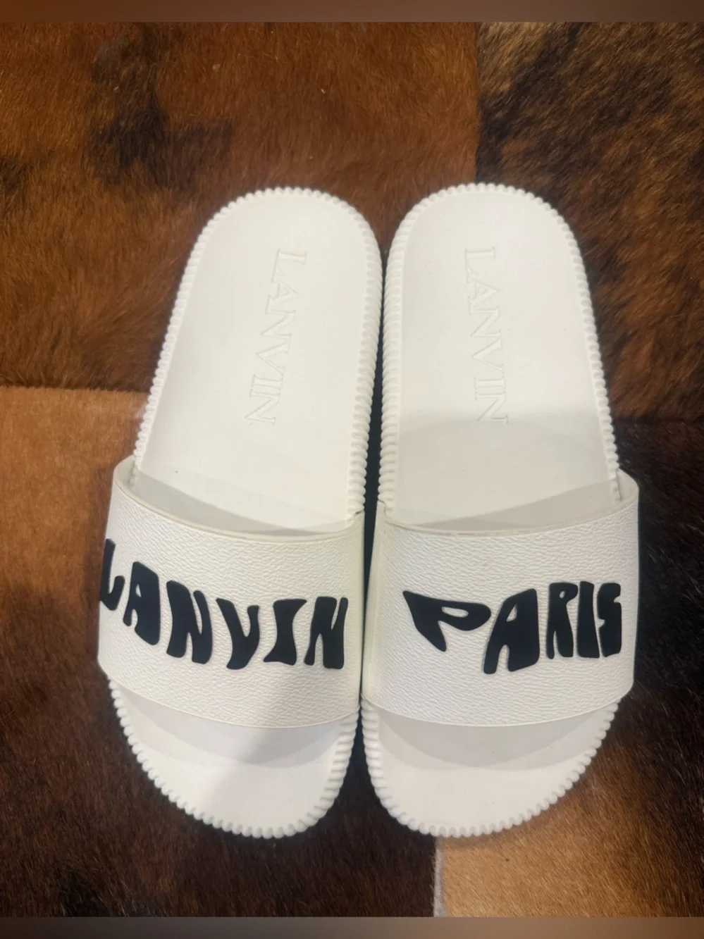 New Lanvin White Arpège Slide Sandals